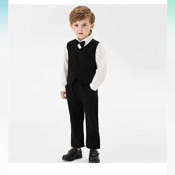NWT SANGTREE Boys Gentleman Suit Set, Shirt + Vest + Pants + Bow tie 70EU - Picture 1 of 7